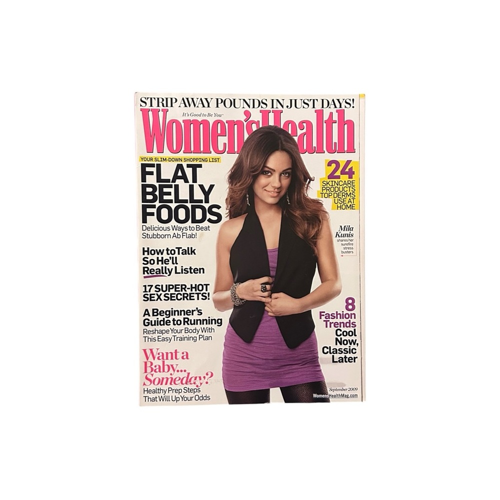 Women’s Health Magazine September 2009 Mila Kunis Cover Fitness Beauty Ephemera